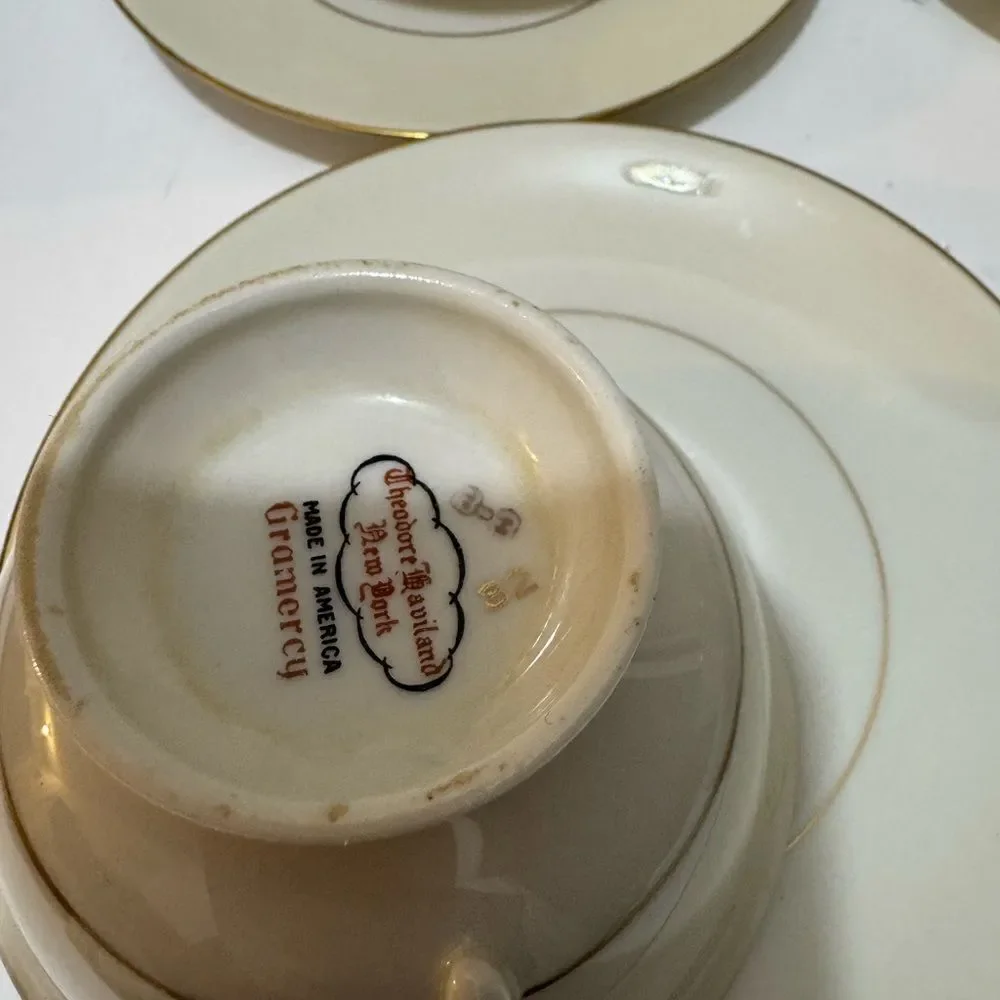 Set of 4 Theodore Havilland Gramercy Tea Cup & Saucer